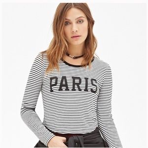 Black and white striped Paris forever 21